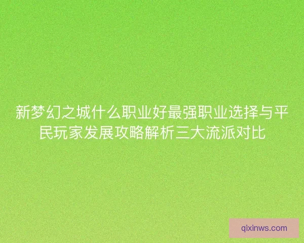 新梦幻之城什么职业好最强职业选择与平民玩家发展攻略解析三大流派对比